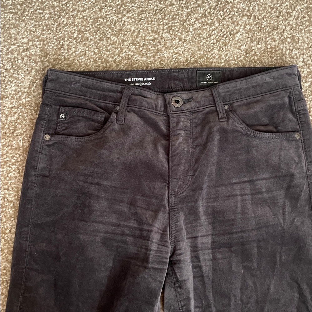 AG Adriano Goldschmied Velour Velvet Stevie Ankle Slim Straight Pants - Picture 4 of 7